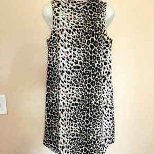 Topshop Sleeveless Dress Halter Animal Print Zipper back Black Pink Size US 6